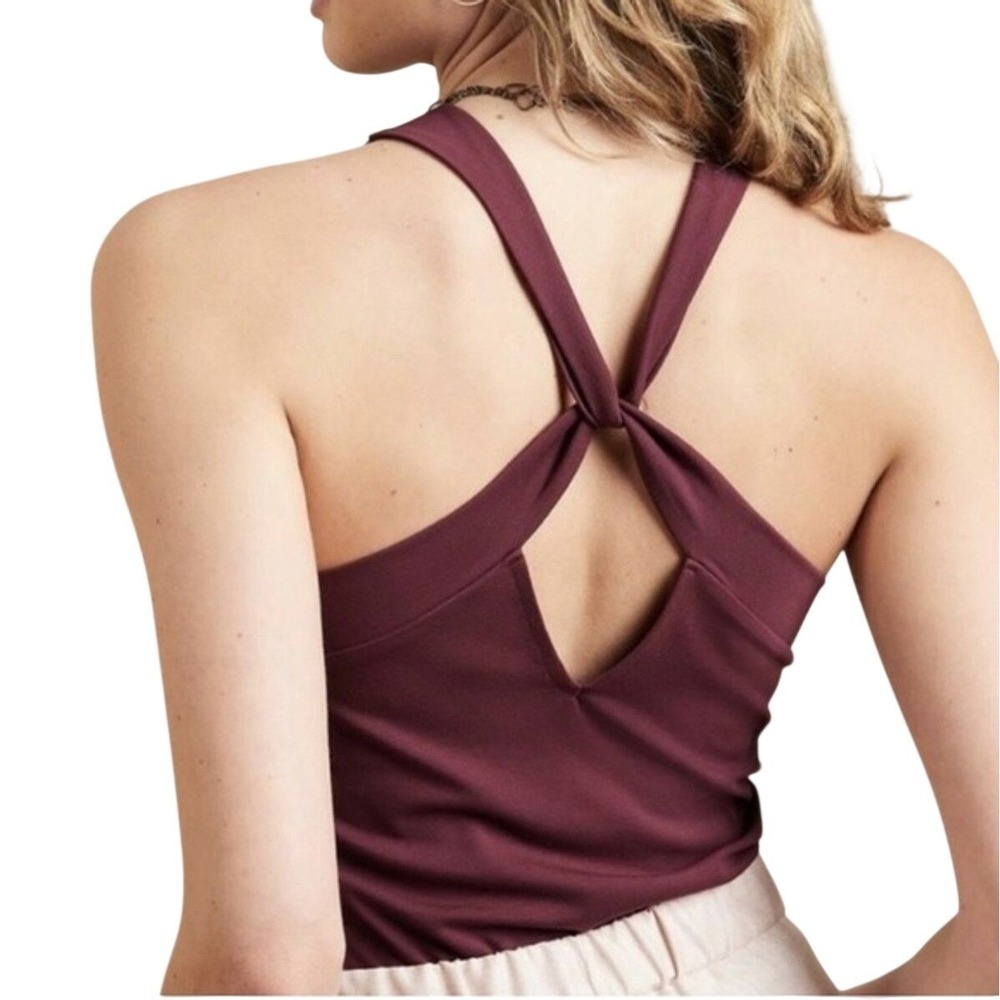 Banana Republic Ponte Twist Back Tank Top Dark Cherry Sleeveless Size S